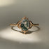 Natural Moss Agate Engagement Ring Vintage Unique 925 Sterling Silver Gold Solitaire Rings Promise Anniversary Jewelry Gift for Women