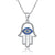 925 Sterling Silver Evil Eye Hamsa White Blue Cz Womens Pendant Necklace Evil Eys necklace enjoy life creative Silver 