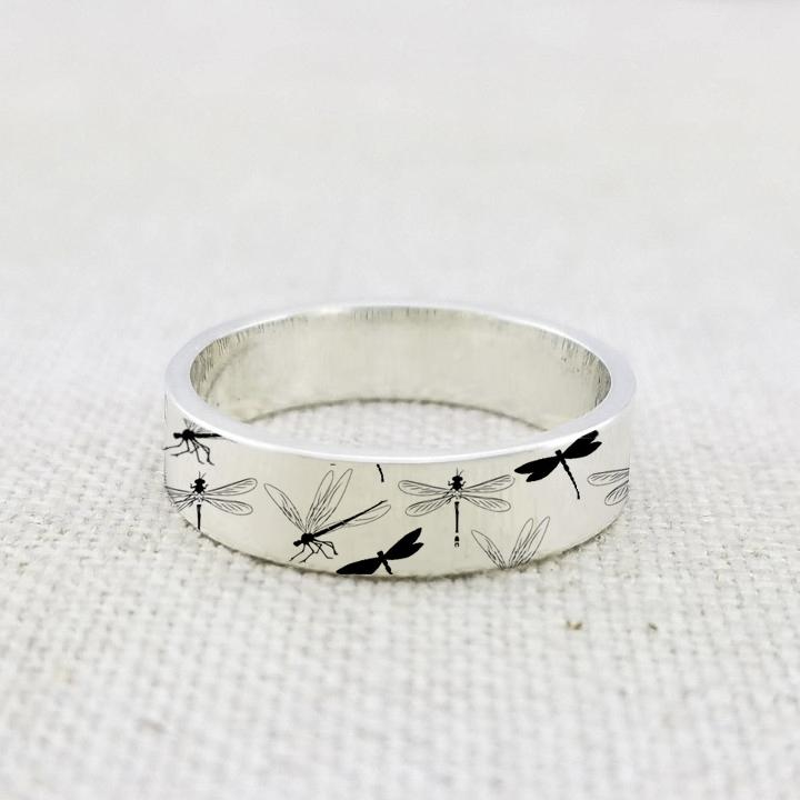  Sterling Silver Yarn Ring Dragonfly Adjustable Size