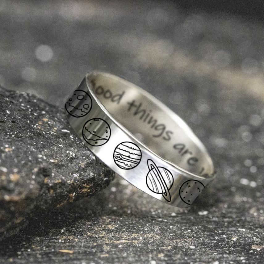 925 Sterling Silver Personalized Planets Ring Solar System Planets Rin ...