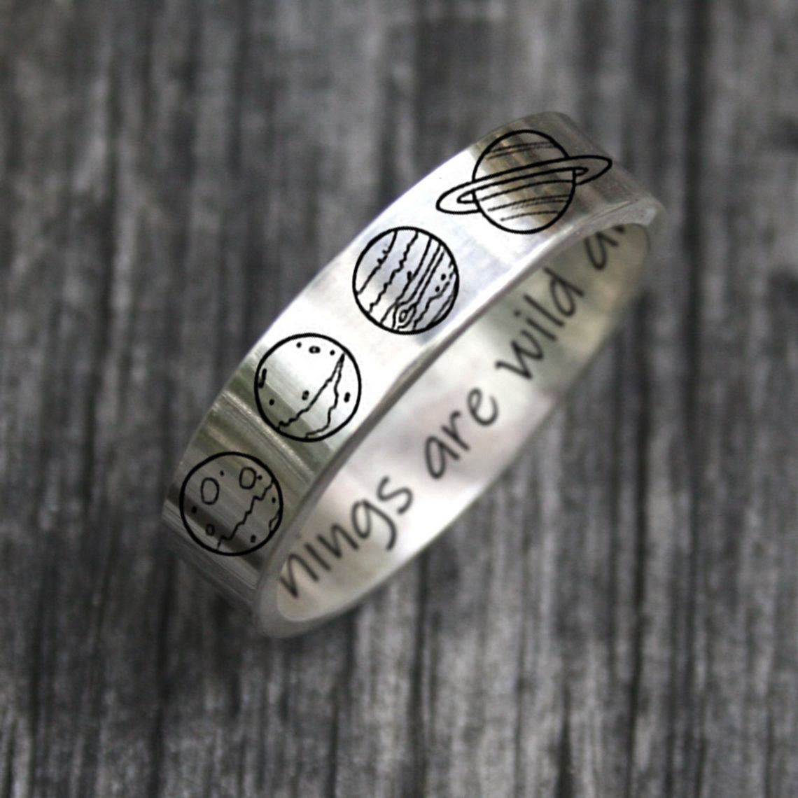 925 Sterling Silver Personalized Planets Ring Solar System Planets Rin ...