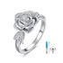 925 Sterling Silver Rose Flower Cremation Urn Ring Holds Loved Ones Ashes Cremation Keepsake Ring Jewelry with Crystal