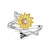 925 Sterling Silver Sunflower CZ Adjustable Ring flower rings enjoy life creative Bee 