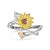 925 Sterling Silver Sunflower CZ Adjustable Ring flower rings enjoy life creative Beetle 