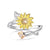 925 Sterling Silver Sunflower CZ Adjustable Ring flower rings enjoy life creative Beetle 