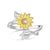 925 Sterling Silver Sunflower CZ Adjustable Ring flower rings enjoy life creative Butterfly 