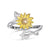 925 Sterling Silver Sunflower CZ Adjustable Ring flower rings enjoy life creative Butterfly 