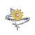 925 Sterling Silver Sunflower CZ Adjustable Ring flower rings enjoy life creative Dragonfly 