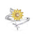 925 Sterling Silver Sunflower CZ Adjustable Ring flower rings enjoy life creative Dragonfly 