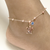 Filigree Turtle Anklet Sterling Silver Personalized Beaded Sea Turtle Charm Anklet With Birthstone