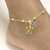 Filigree Turtle Anklet Sterling Silver Personalized Beaded Sea Turtle Charm Anklet With Birthstone