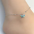 Butterfly Anklet Sterling Silver Beaded Ankle Bracelet Dainty Blue Opal Charm Anklet 925 Sterling Silver prepare for summer vacation