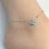 Butterfly Anklet Sterling Silver Beaded Ankle Bracelet Dainty Blue Opal Charm Anklet 925 Sterling Silver prepare for summer vacation