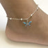 Dragonfly Sterling Silver Beaded Ankle Bracelet Blue Opal Boho Foot Jewelry