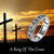 Fidget Ring Sterling Silver Cross Anxiety Ring for Women Praying Spinner Wide Band Statement Ring for Men Stress Relieving stock romanticwork 