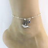 Humming Bird Anklet, Sterling Silver Beaded Ankle Bracelet, Good Luck Charm Jewelry, Humming Bird Charm Anklet, Beach Jewelry Stackable Anklet enjoy life creative A 