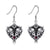 Witches Heart Gothic Earrings 925 Sterling Silver Goth Black Jewelry for Women