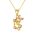 Solid 14k Yellow Gold Rabbit Necklace with Dripping Glue and Cubic Zirconia Halloween Christmas Amimal Jewelry Gift for Women
