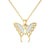 14K Real Gold Butterfly Necklace with Blue Opal Yellow Gold Butterfly Pendant Necklace Jewelry Gifts for Women