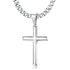 Sterling Silver Cross Necklace for Men with 5mm Stainless Steel Diamond Cut Durable Cuban Link Curb Chain Crucifix Pendant Necklace Jewelry