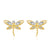 Real Gold Dragonfly Stud Earrings 14k Solid Gold Studs for Women