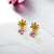 14k Solid Gold Flower Earrings 5a Pink Purple Cubic Zirconia Gold Earrings for Women Dangle Stud Women Earrings