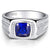 Men's Siver Ring 925 Sterling Silver Ring Created Blue Sapphire Pave CZ W/AAA Princess Cut Wedding Band For Men