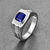 Men's Siver Ring 925 Sterling Silver Ring Created Blue Sapphire Pave CZ W/AAA Princess Cut Wedding Band For Men