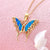 14K Real Gold Butterfly Necklace with Blue Opal Yellow Gold Butterfly Pendant Necklace Jewelry Gifts for Women