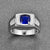 Men's Siver Ring 925 Sterling Silver Ring Created Blue Sapphire Pave CZ W/AAA Princess Cut Wedding Band For Men