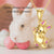 Solid 14k Yellow Gold Rabbit Necklace with Dripping Glue and Cubic Zirconia Halloween Christmas Amimal Jewelry Gift for Women