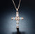Rose Gold & White Gold Plated Created Opal Cross Chain with Pendant Geometric necklace Barzel 