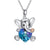 Sterling Silver Elephant Crystal Necklace Cute Animal Heart Pendant Necklace for Women Teen Girls romanticwork Elephant-Blue-Purple Heart 
